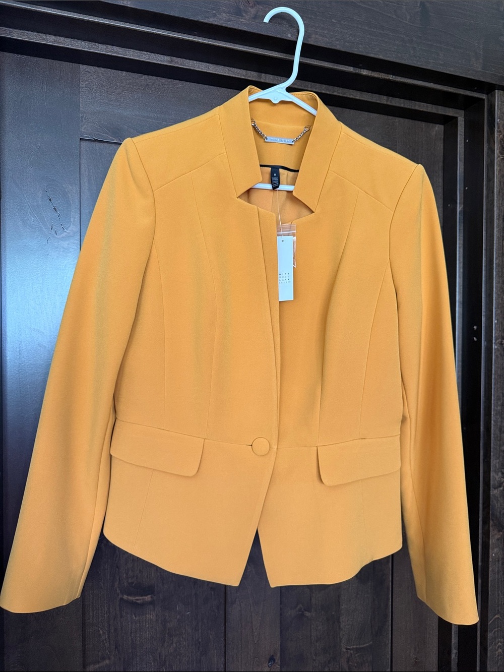 White House Black Market Mustard Single-Button Tailored Blazer